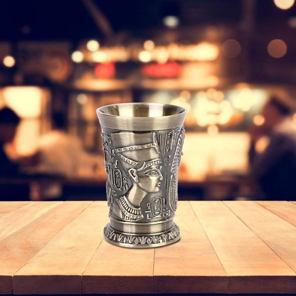 AYQEBNC Vintage Shot Glasses, Metal Vintage Egyptian Shot Glass Whiskey Shot Glass Metal Wine Shot Glass Bronze Whiskey Wine Cup for Home Bar