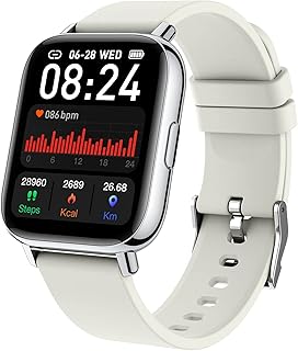 MOLOCY Smart Watch, 1.69'' Touch Fitness Watch Women Men, Fitness Tracker Smartwatch with Heart Rate Sleep Monitor Step Counter, 24 Sports Modes IP68 Waterproof Activity Trackers Android iOS - White