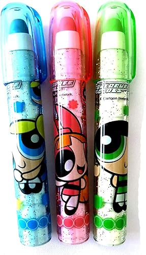Cartoon Power Puff Girls Bubbles Buttercup Blossom 3PCS Eraser Pen Set