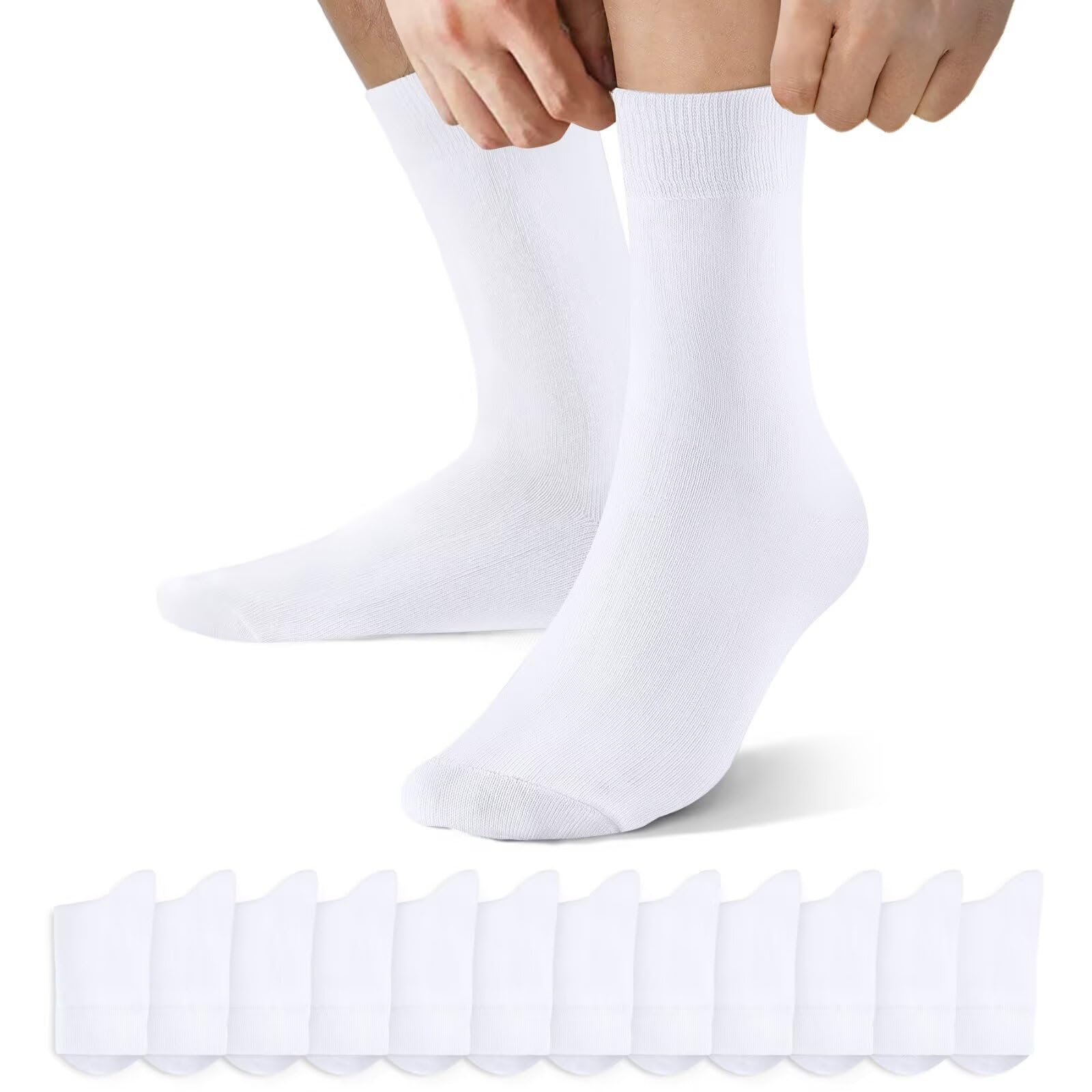NUOZA 12 Paia Calzini Uomo Cotone Lunghe Sportivi Business Classiche Calze Trekking Donna Traspiranti Tennis Elastiche