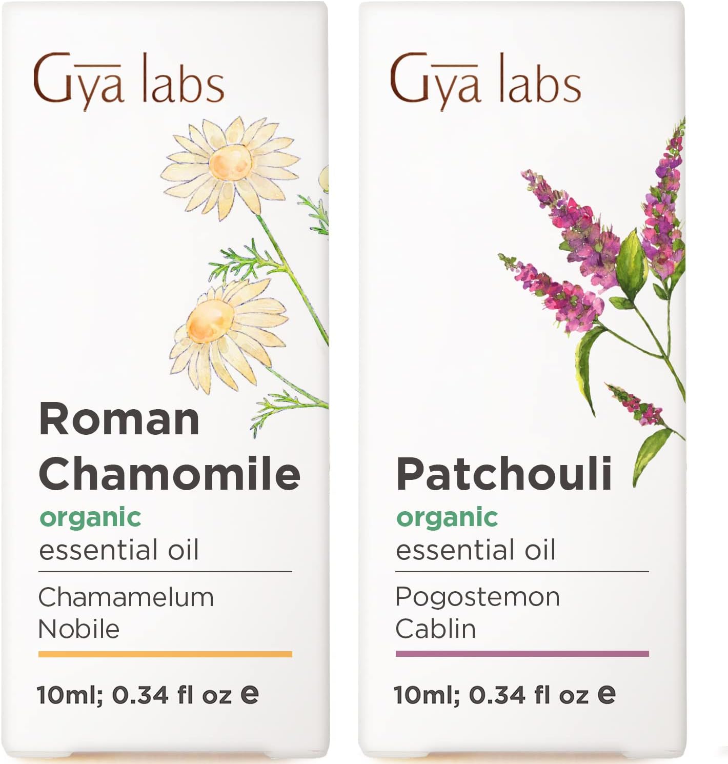 Organic Chamomile Essential Oil for Diffuser & Organic Patchouli Essential Oil for