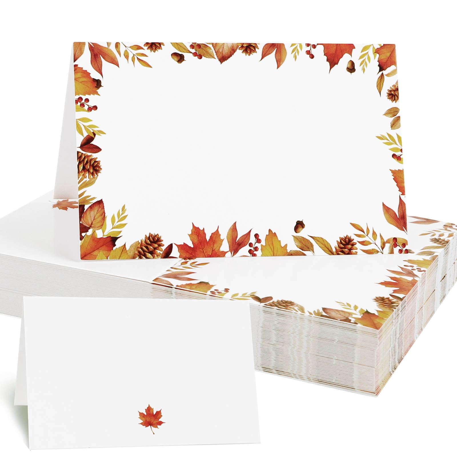 50 Autumn Place Cards, Table Tent Cards for Wedding, Birthday, Thanksgiving