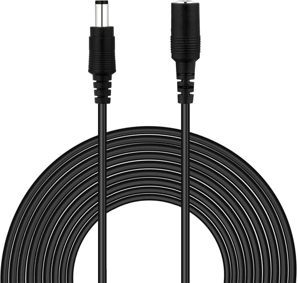 BOAVISION Cabo de alimentação CC 12V, cabo de extensão de 10 m, cabo de extensão de 2,1 mm x 5,5 mm, compatível com adaptador de fonte de alimentação CC, câmera IP de segurança WiFi..