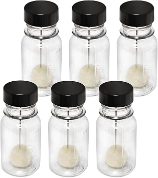 Wool Daubers with Ball Brush Plastic Clear Bottle with Scale for DIY Projects, Arts and Crafts, Gluing, Leather Dye Tool with Applicator, Plastic Empty Bottle with Metal Handle Dab Tools 50ml, 6pcs