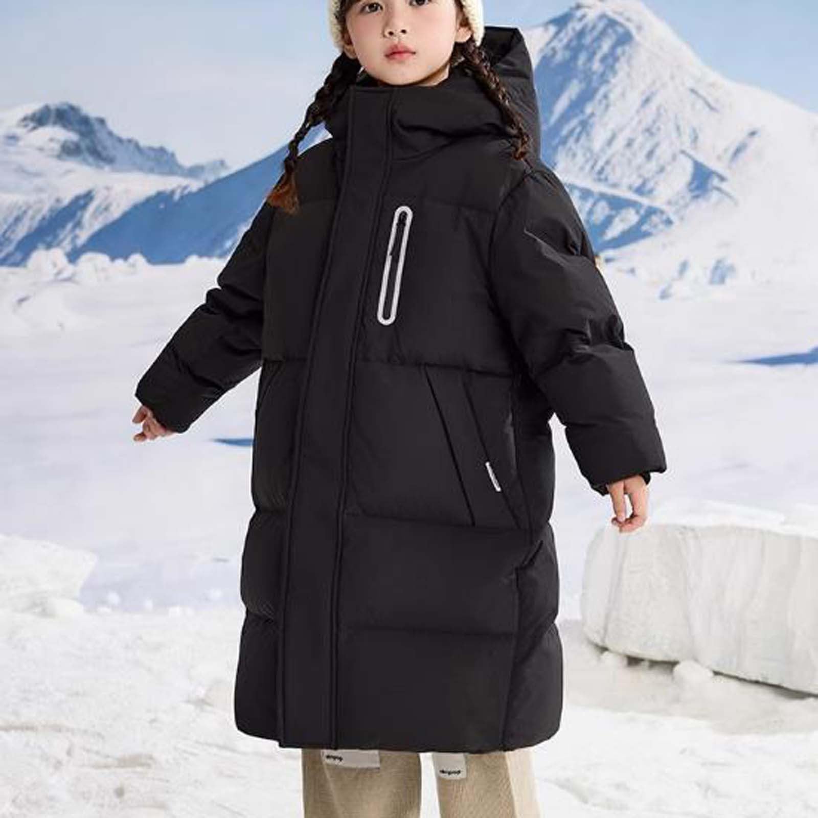 NUSGEAR Abrigos de Invierno para niños Varones Parka para Niña de Invierno Plumiferos Abrigo para niñas Pequeñas Ligero Niños Resistente Medio Largo Puffy Parka Gruesa Forro Suave con Capucha Outwear