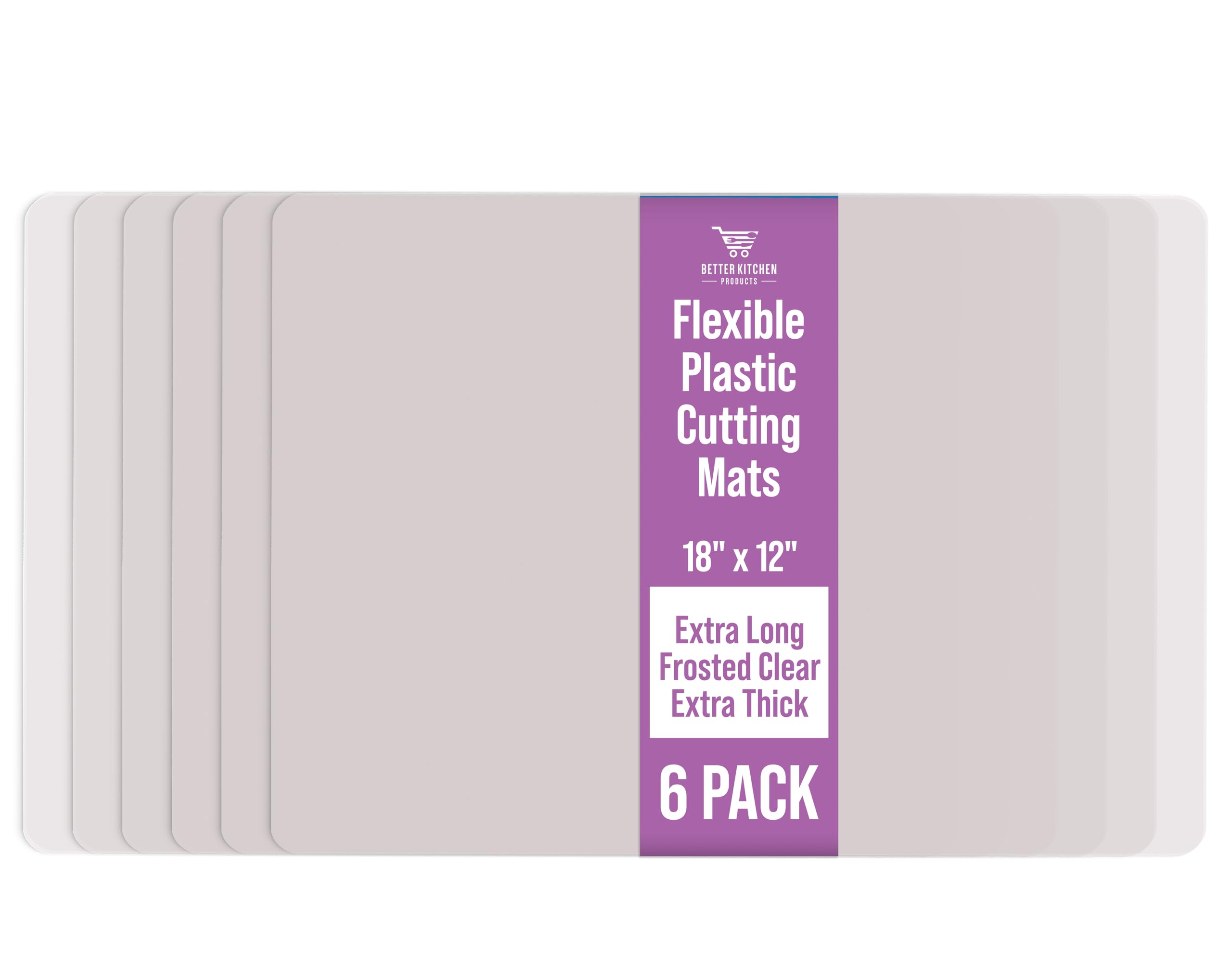 Extra Thick Flexible Frosted Clear Plastic Cutting Mats, 12" x 18", Set of 6