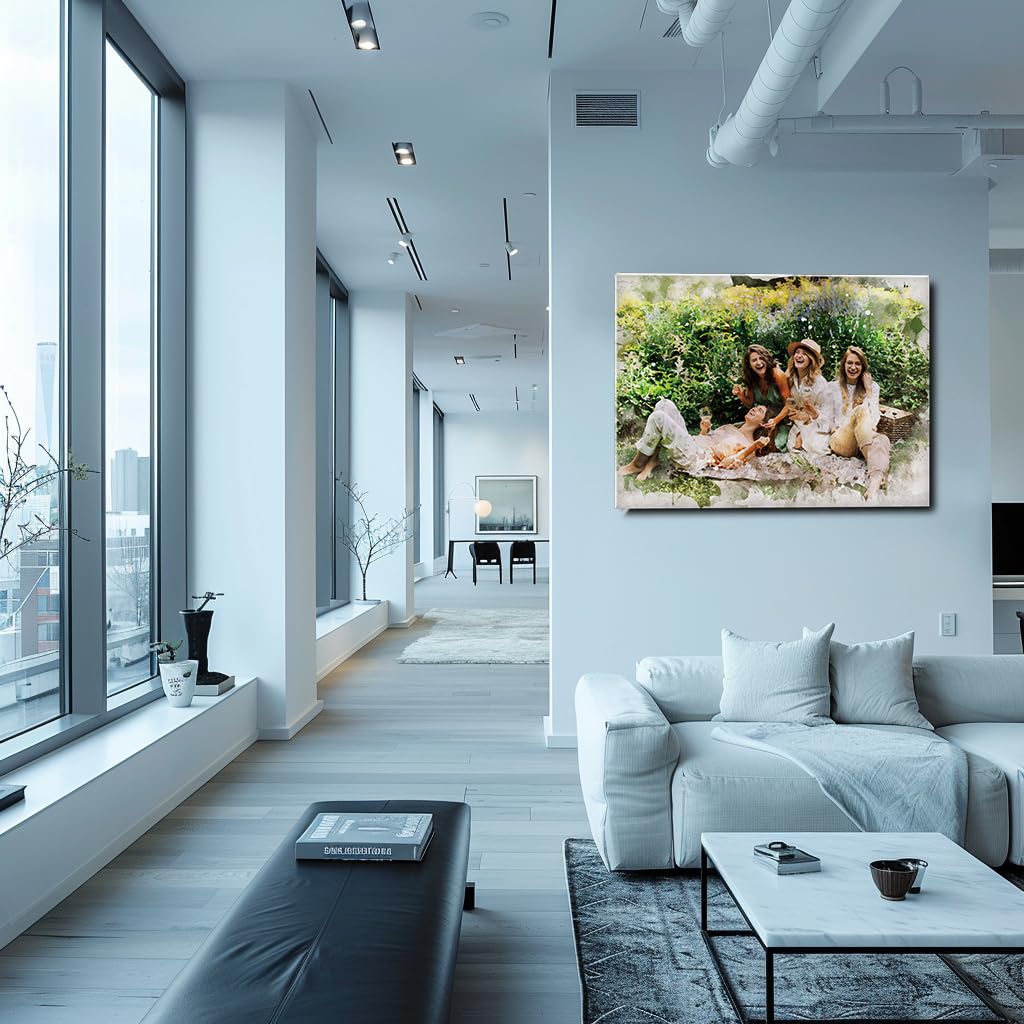 DROLLX Personalized Watercolor Portrait Canvas from Photo Custom Prints Wall Art customized picture gifts