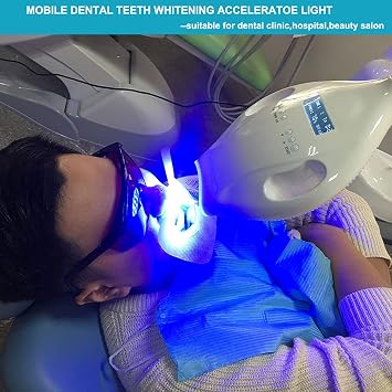 Dental Mobile Teeth Whitening Lamp with 8Pcs LED Cold Blue Light Tooth Whitening Bleaching Accelarator 24W