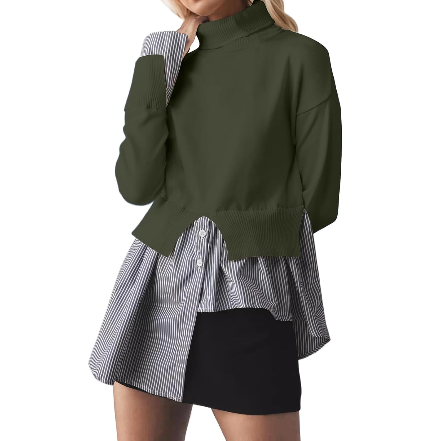 Women Turtleneck Sweater Long Sleeve Classic Pullover Sweaters Fall Winter Soft Basic Pullover Plus Size Sweaters