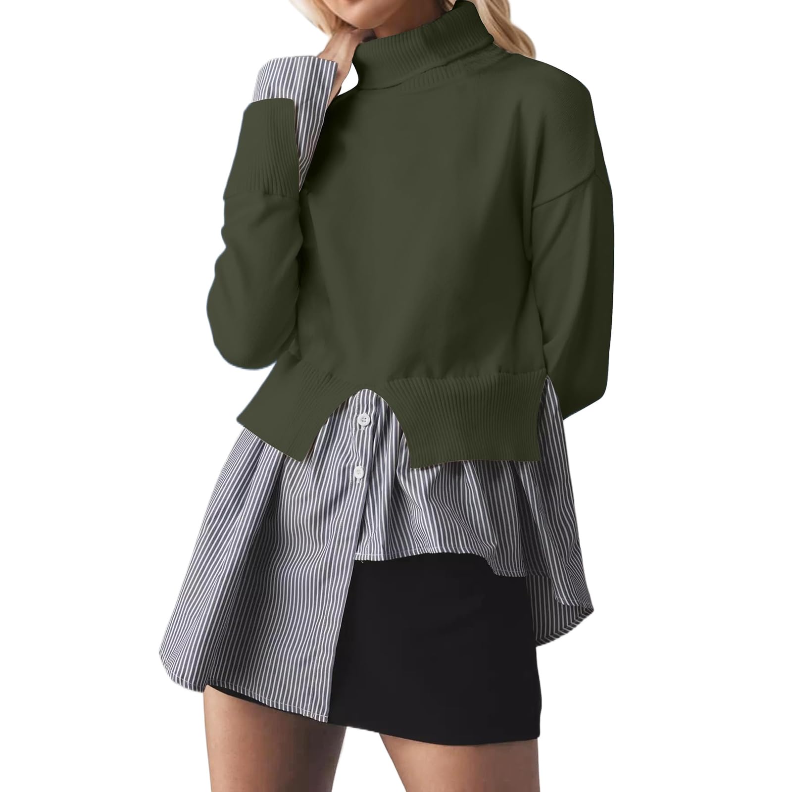 Women Turtleneck Sweater Long Sleeve Classic Pullover Sweaters Fall Winter Soft Basic Pullover Plus Size Sweaters