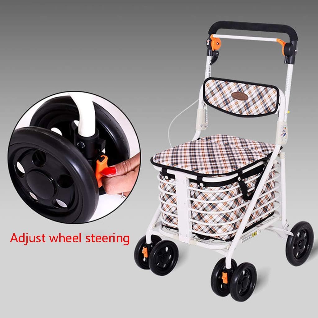 Foldable 6-wheeler walker for the elderly, shopping trolley, shopp