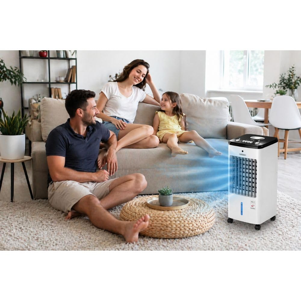 Raffrescatore portatile 3 in 1 Cecaro Group – Ventilatore, Raffrescatore e Deumidificatore con Serbatoio 5L – 3 Velocità, Oscillazione Automatica, 50W