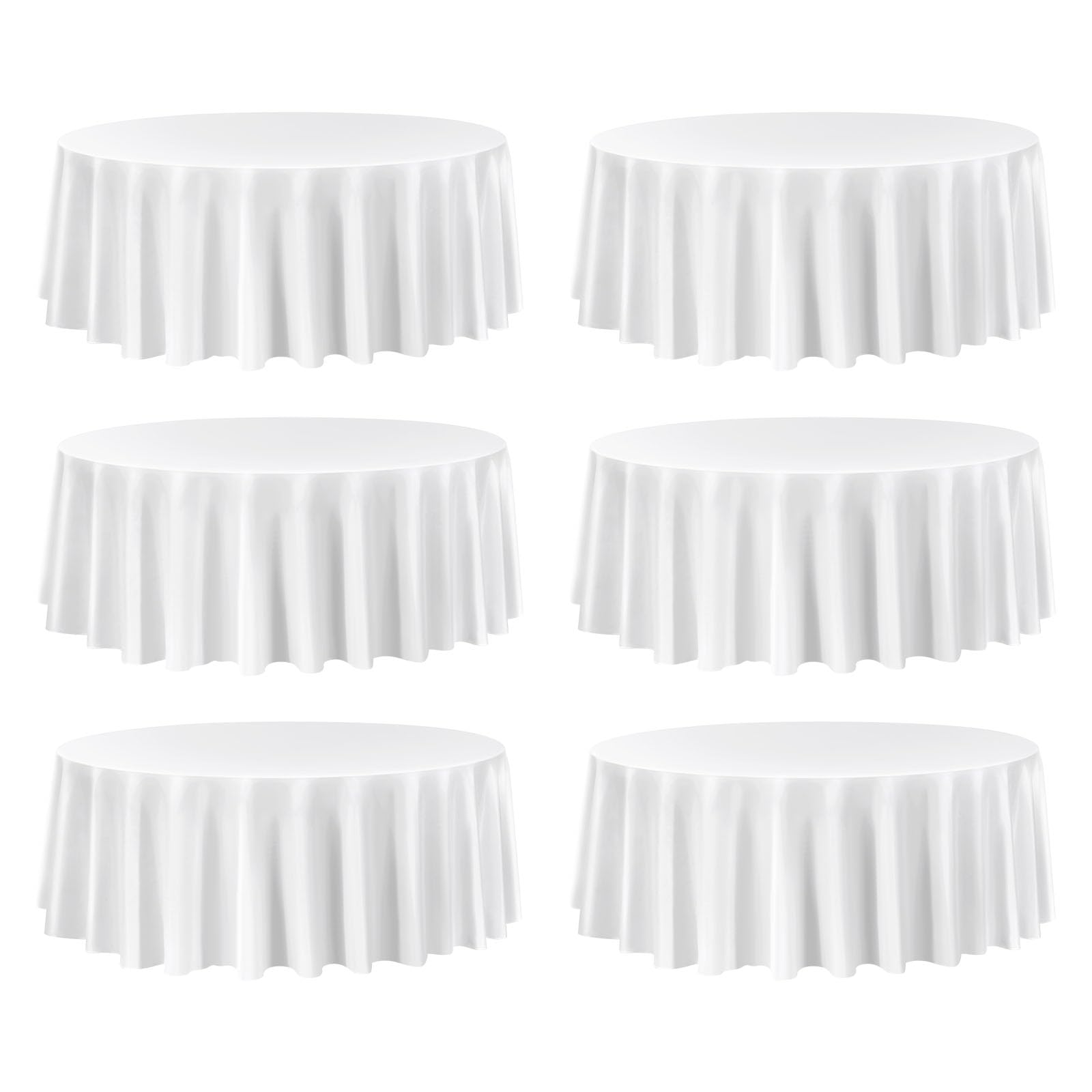 VEVOR Manteles Redondos de 3048 mm, Elegantes y Versátiles, Resistentes a Las Arrugas, Lavables a Máquina, de Poliéster, para Fiestas, Bodas, Banquetes y Eventos Formales, Color Blanco, 6 uds