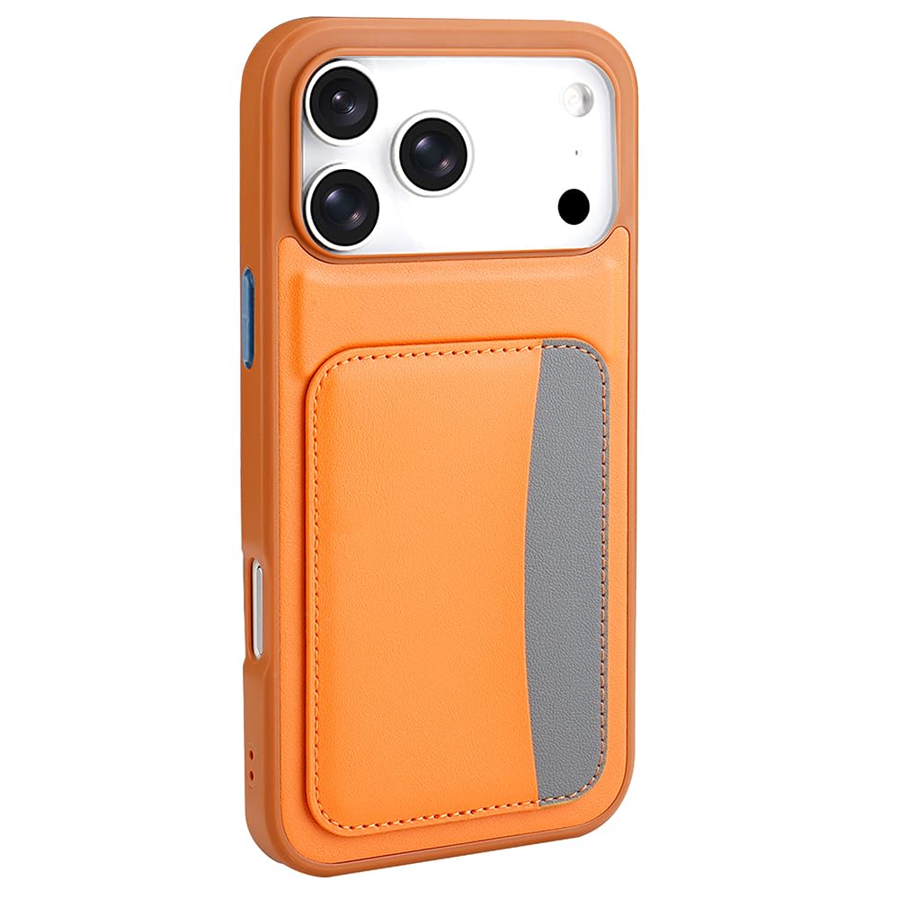 Zore Apple ile uyumlu iPhone 17 Pro Kılıf Kartlıklı Zore X-Kart Silikon Kapak Turuncu