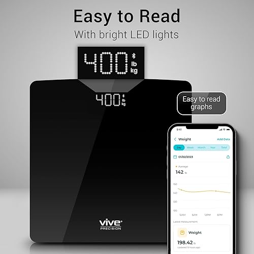 Miniatura 7 de Vive Precision Báscula inteligente  Báscula digital de baño para peso corporal con Bluetooth y sincronización de aplicaciones Vive  Monitor de salud