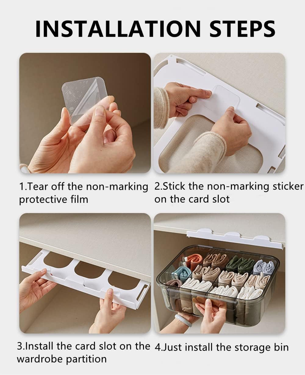 Xicennego Minimalist Clear Underwear Storage Box, Plastic Drawer Organizer, Wardrobe Organizer for Socks, Underwear, Bra, Tie