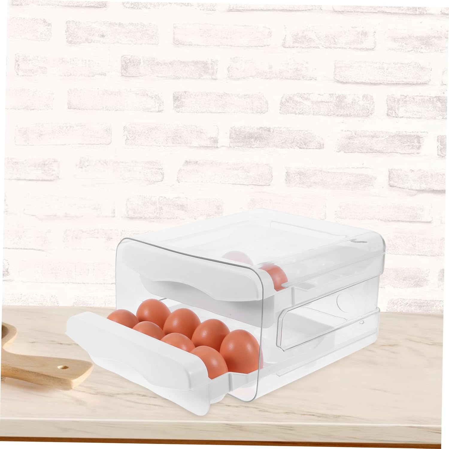 PRETYZOOM Transparent Egg Storage Box with Lid Double Layer Refrigerator Egg Organizer Capacity Tray for Kitchen Drawer Freshness Preserving Egg Rack Egg Holder for Fridge