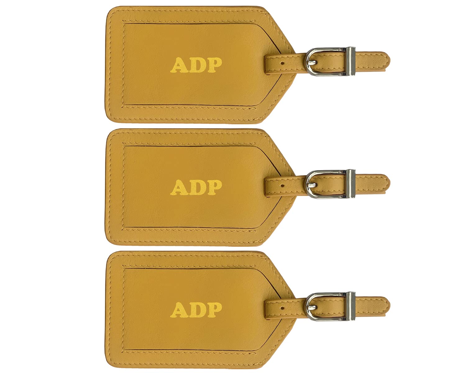 Personalized Monogrammed Leather Luggage Tags - 3 Pack