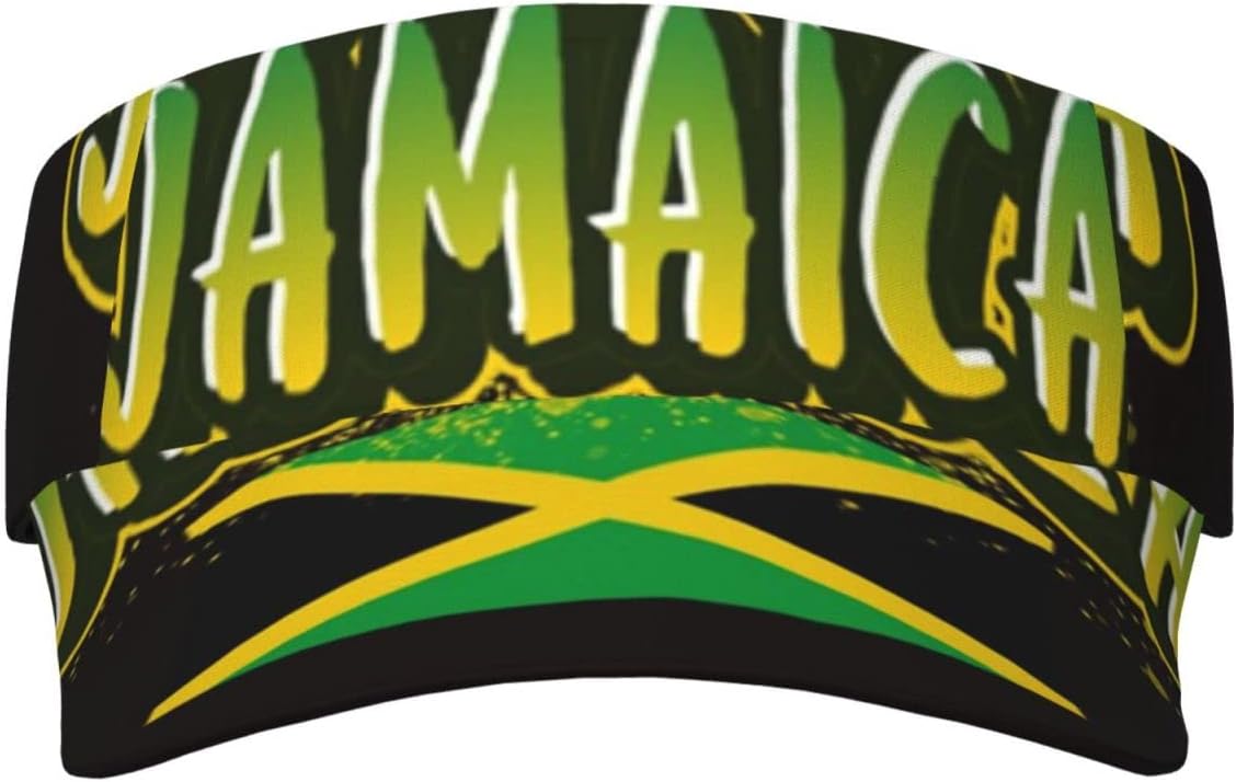 Cute Jamaica Flag Sport Sun Visor Hats Adjustable Empty Top Baseball Cap Jamaican Flag Sun Caps for Women and Men
