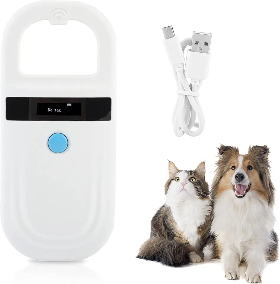 Scanner de microchip para animais de estimação, leitor RFID EMID 134,2 kHz, leitor de identificação de chip de animal recarregável, leitor de RFID portátil para animais/animais de estimação/cão/gato