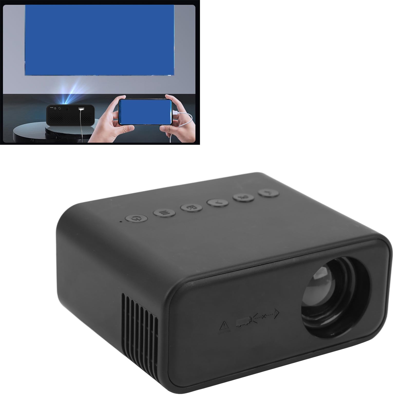 Mini-Projektor, Integrierter Lautsprecher, USB-betriebener LED-Videoprojektor mit Fernbedienung für Spiele (EU-Stecker)