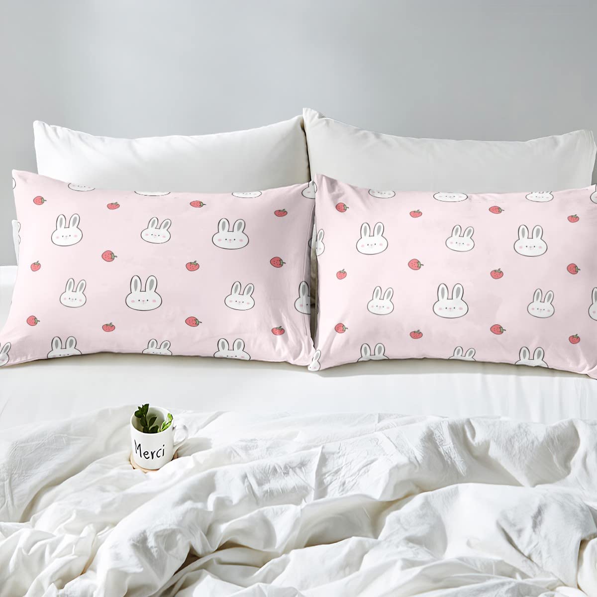 Set di biancheria da letto matrimoniale con motivo fragole e