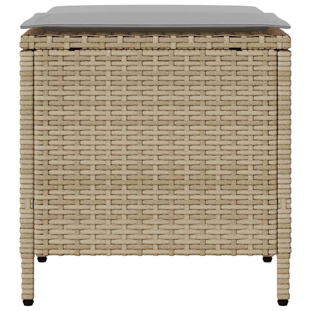 Set di 4 divani da giardino in polyrattan beige, resistente ai raggi UV, impermeabile, per balcone e terrazza, set lounge con cuscino, piedini regolabili, portata 110 kg