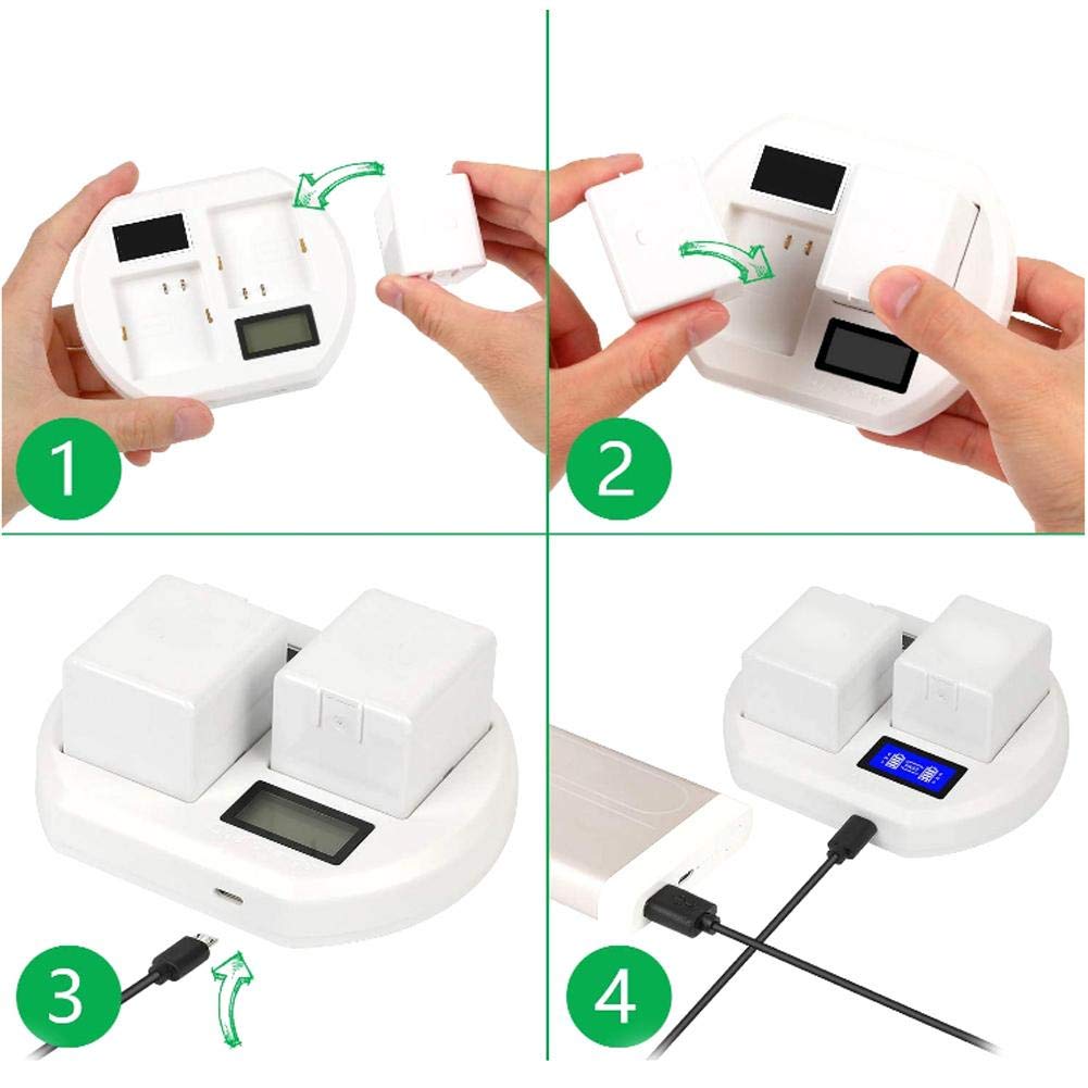 Caricabatterie, Videocamera Caricabatterie Rapido per Batteria USB per Arlo Pro 2/Pro/Walk Light Batteria Caricabatterie Base Intelligente LCD a Doppia Carica