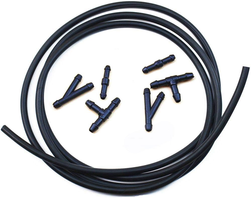 Universal Windshield Washer Nozzle Fluid Hose Kit 2.5 Meters with 6 Pcs Hose Connectors Suitable for Most of Car Washer Fluid Tubing