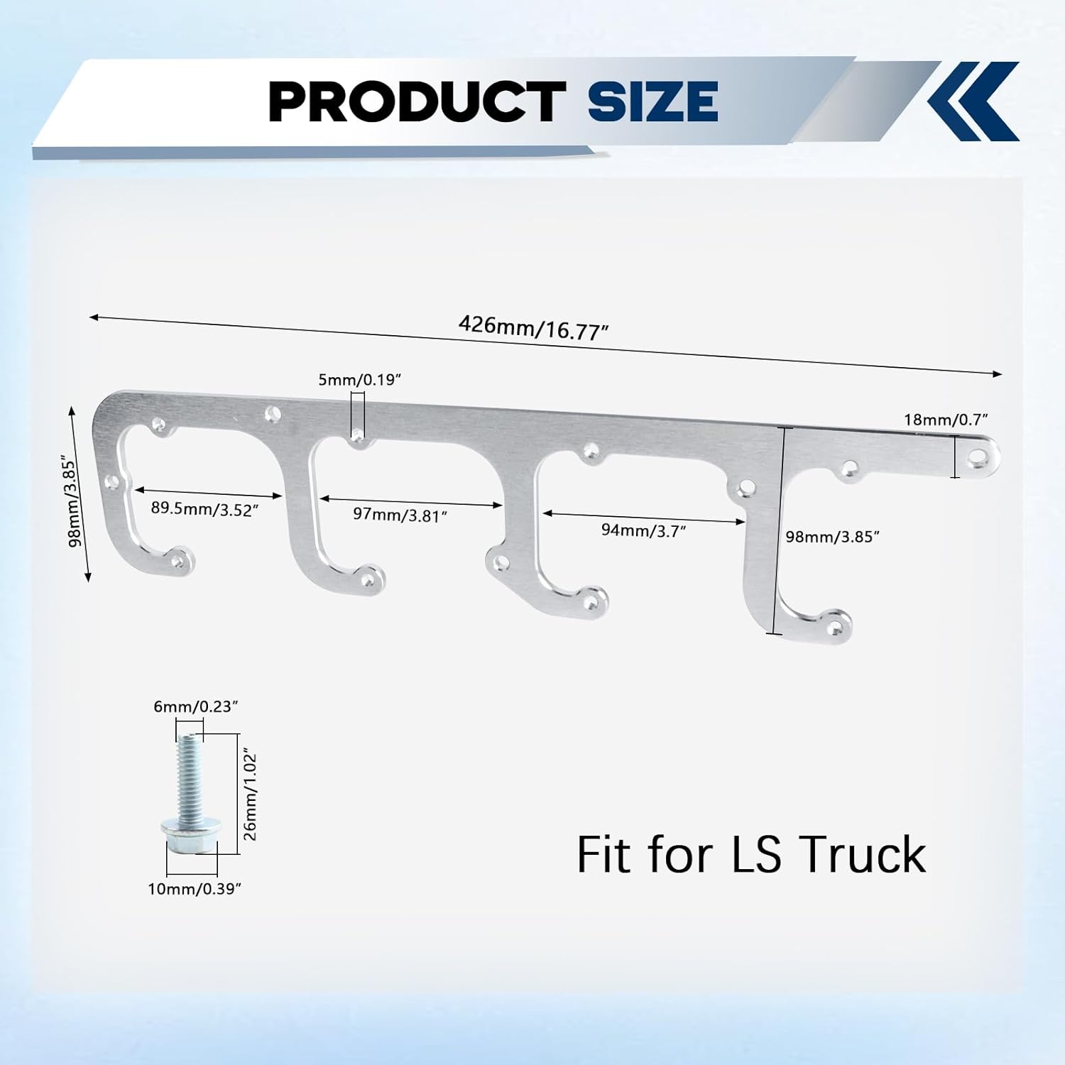 5.3L LS Square Coil Brackets Valve Cover Compatible with LS1, LS3, LS2, LQ4, LQ9, LS6, L92, L99, L33, LR4, Fits D581, 12558693, Perfect for LSX Swap Truck(Silver)