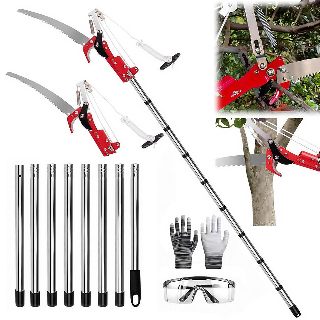 HASTHIP® 3.3m Tree Pruner Saw, 10.8ft Tree Pruner 2 in 1 Pole Saw Gardening Bypass Pruner for High Branches SK5 Alloy Steel Hand Pruner-image-33