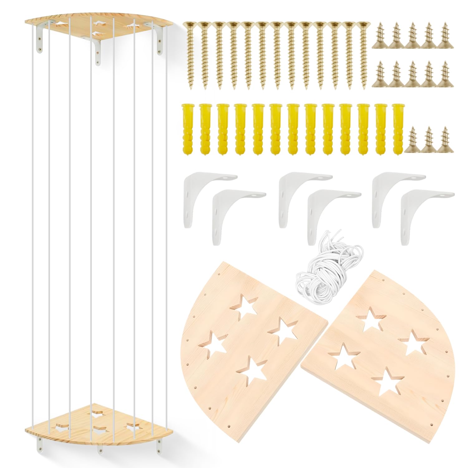 1 Pièce Rangement Peluche en Bois Pentagramme Range Peluche d'angle Suspendu Rangement Jouet pour Ranger les Peluches les Jouets les Poupées Chambre à Coucher Salon Salle de Jeux Gain de Place
