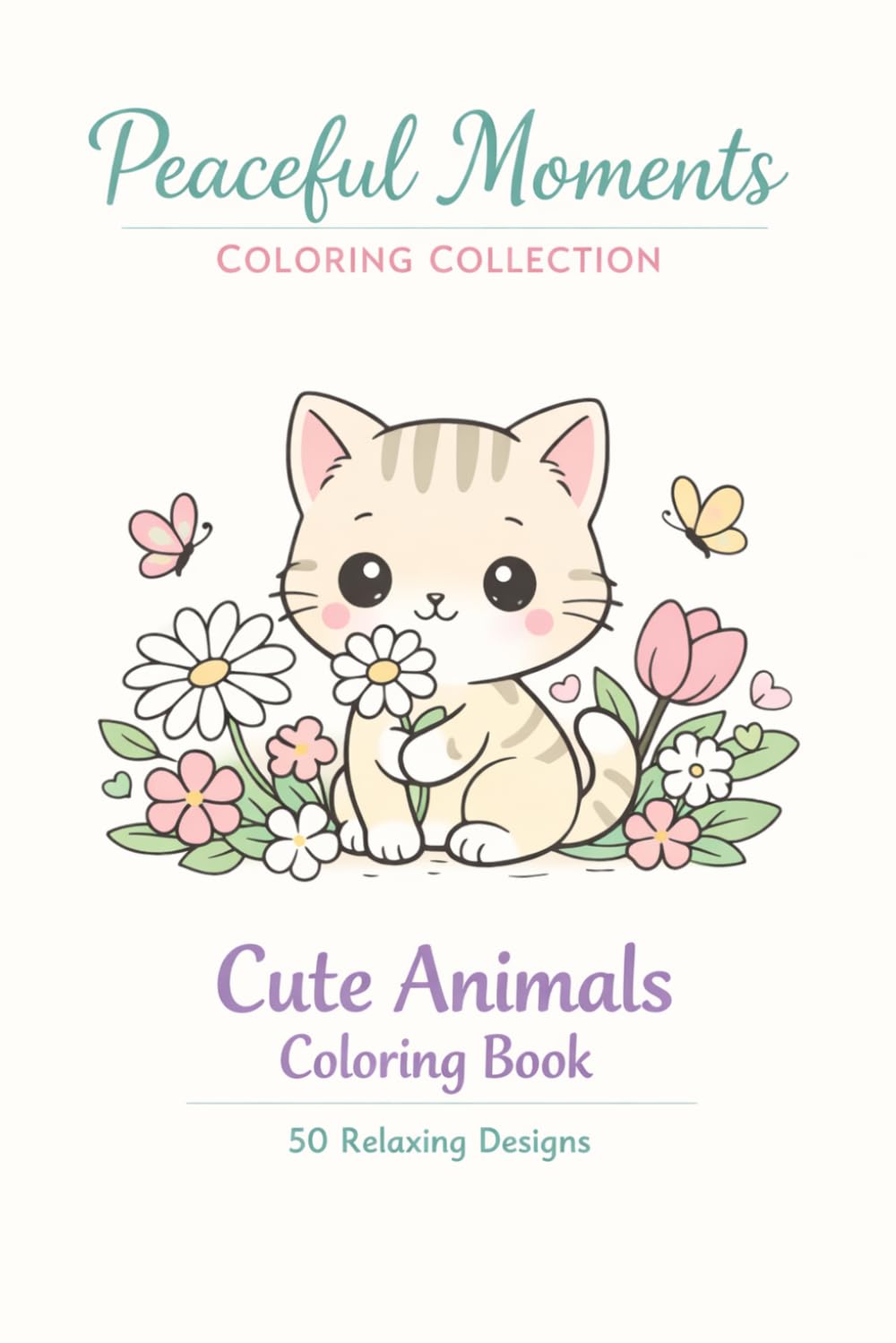 Cute Animals Coloring Book: 50 Relaxing Designs