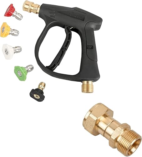 Sooprinse Pistola de lavado de alta presión, 3000 PSI máx. con boquillas de conexión rápida de 5 colores, junta giratoria para lavadora a presión,