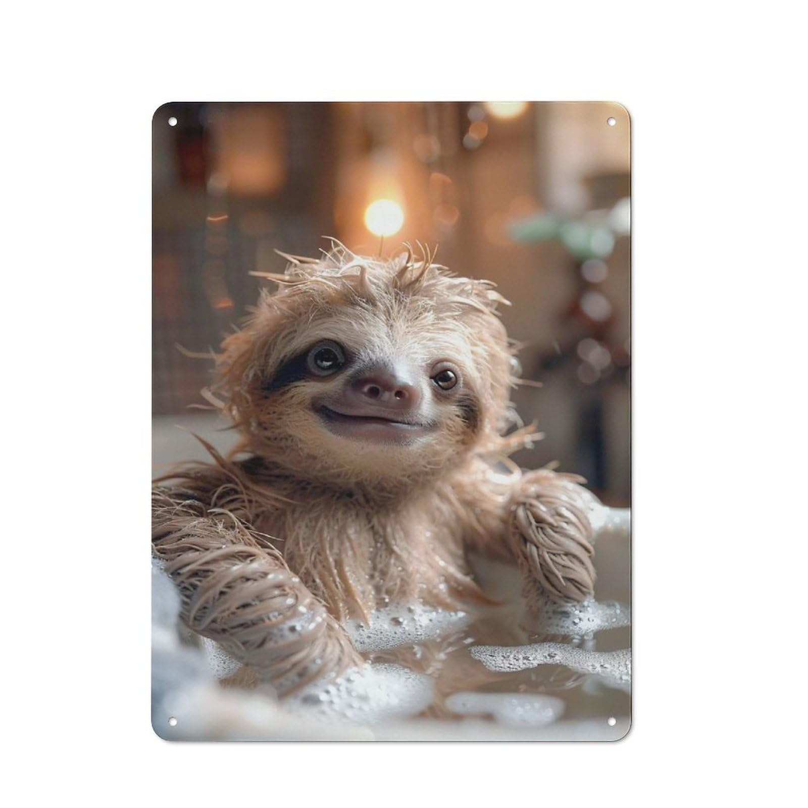 Junmoney Sloth Bath Time Metal Wall Sign 40X30cm Featuring For Garage Or Workshop, For Garage, Workshop And Man Cave Decoration