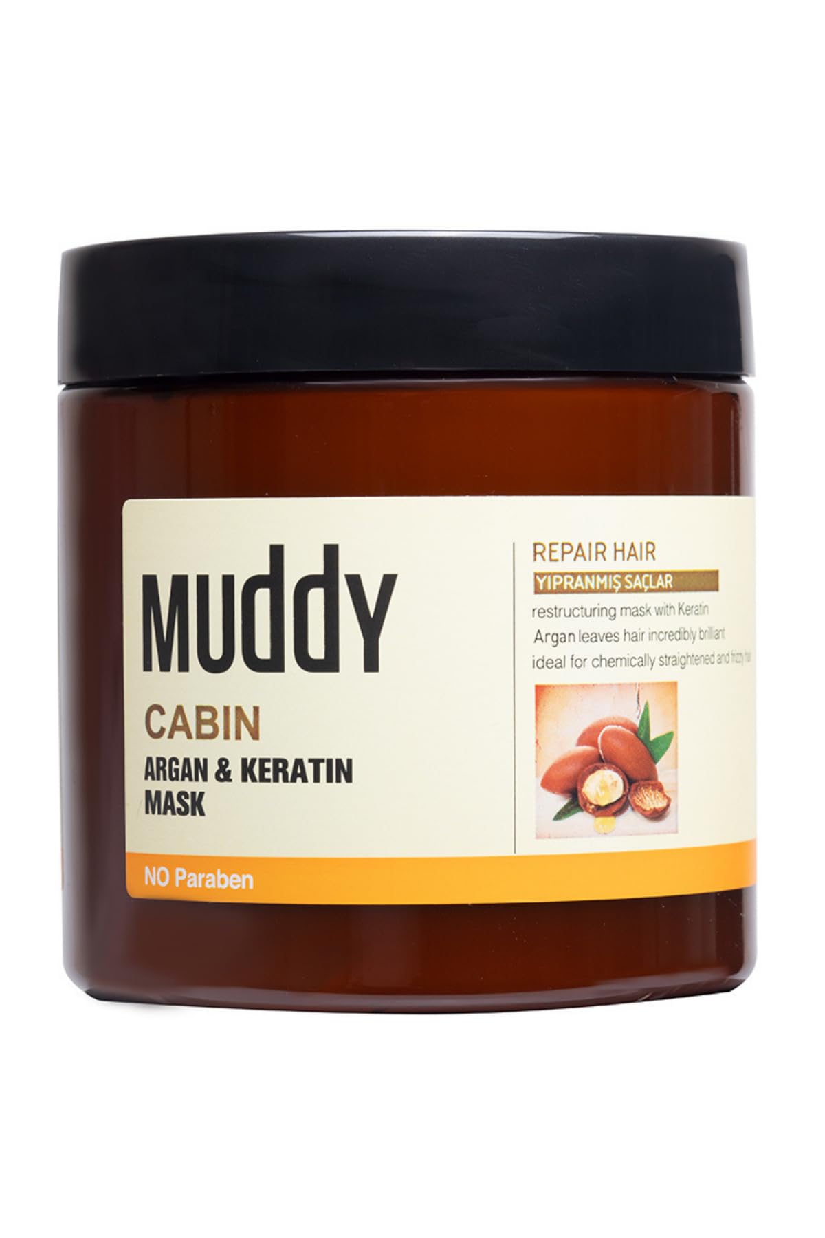 Muddy Zayıflamış Kuru Saçlara Cabin Argan & Keratin Mask 500 ml.