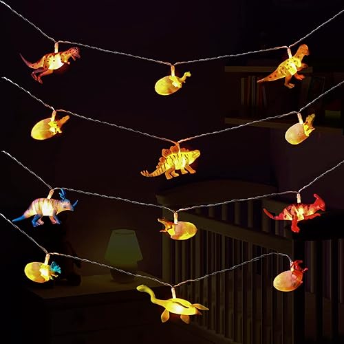Miniatura 7 de Guirnalda de luces LED de dinosaurio para dormitorio, funciona con pilas, perfecta para habitación de niños, tienda de campaña, jardín, patio,