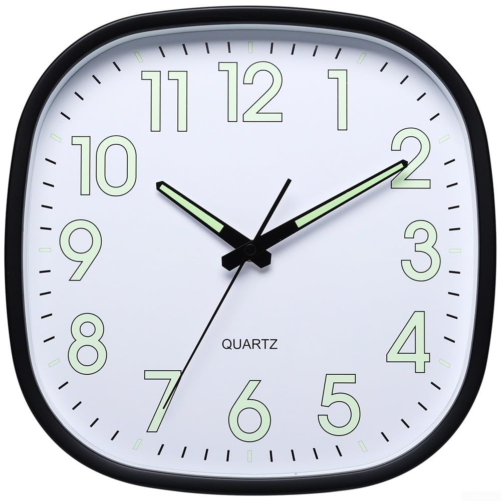 Reloj de pared silencioso de 12 pulgadas ideal para decorar y dar luz nocturna a tu dormitorio moderno