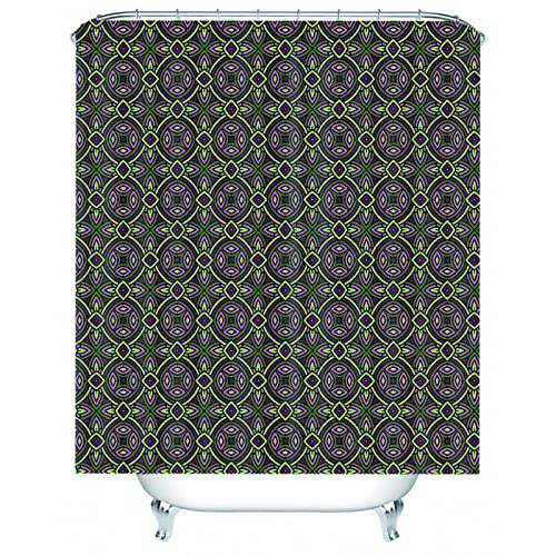 Hoisy Duschvorhänge, Duschvorhang Antischimmel Blumenmuster Dunkelviolett Größe 165X180CM Schnell Trocknend Polyestergewebe Badezimmerzubehör