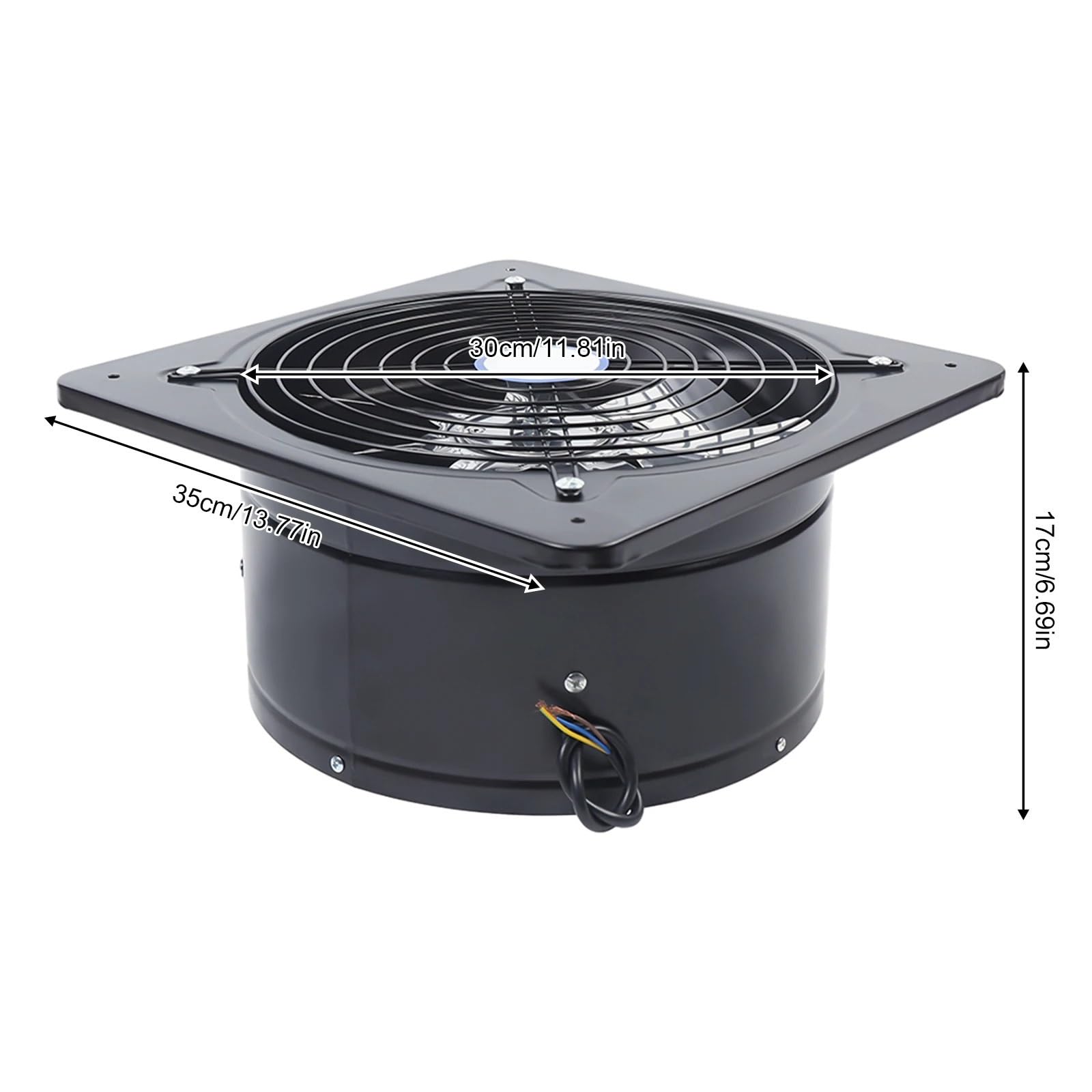Extractor de aire 12 pulgadas, 7 aspas, for cocina, acero al carbono Comercial