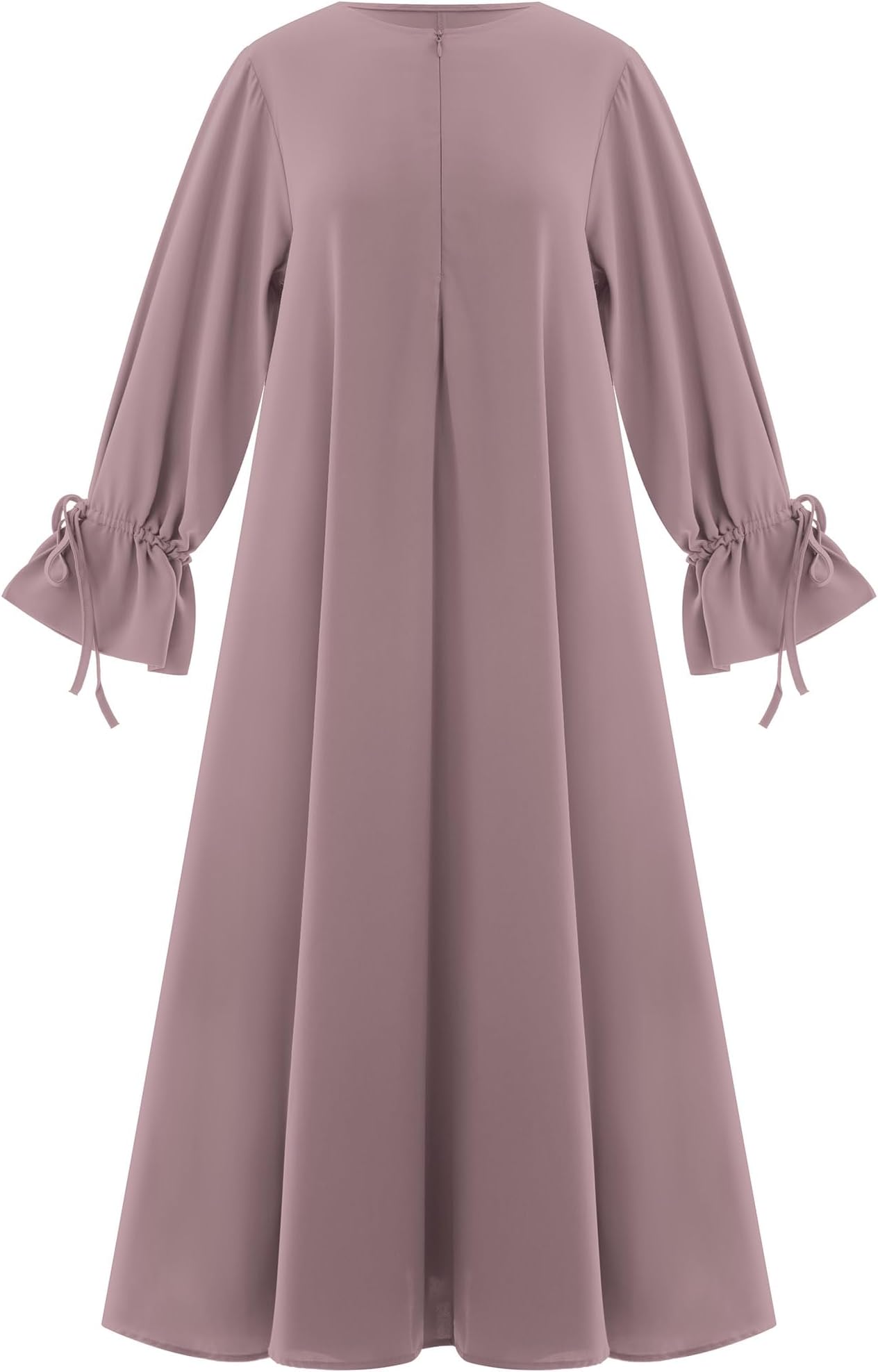 Women's Abaya Muslim Long Sleeve Tie Cuffs Prayer Dress Arabic Kaftan Dubai Turkey Islamic Dresses