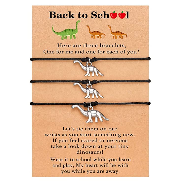 Image of Todenb Back to School Bracelet, First Day of School Bracelets Set for Mom and Me, Back to School Mommy and Me Mother and Me Bracelets Matching Heart Wish Bracelets