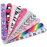 Professional Acrylic Nail File and Buffers for Women Girls, Natural Emery Board Set Bulk, 150/150 Grit Colorful, 10 PCS