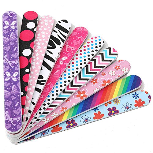 Nail File Set Bulk, Professional Emery Boards for Nails, 150/150 Grit Colorful,10 PCS