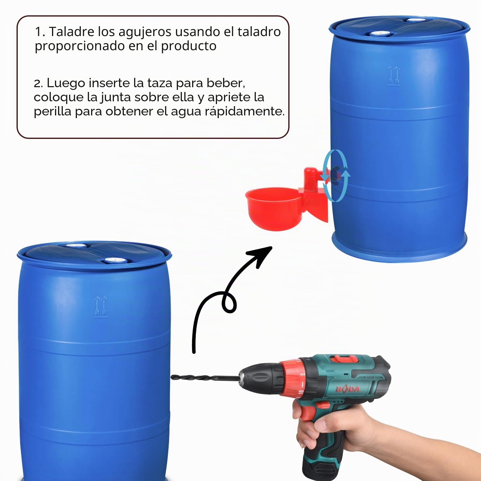 6 PCS Bebedero Gallinas con Taladro, DIY Agua para Pollos Automática Kit para Aves Palomas Pollos Patos Hens, Suministros Comedero de Pollo