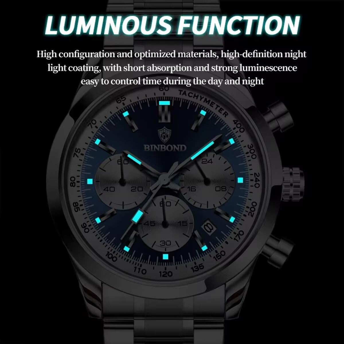 Watch for Men Quartz Men's Watches Luxury Luminous Waterproof Chronograph Wristwatch Calendar Stainless Steel Clock - Image 5