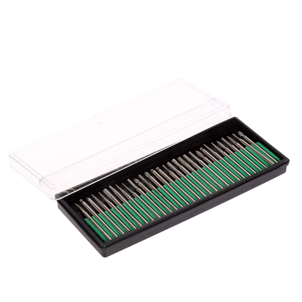 Electroplated Diamond Grg Heads 30pcs 3mm Burrs Bur Bit Set for Rotary Tool Set Electric Grg Accessories