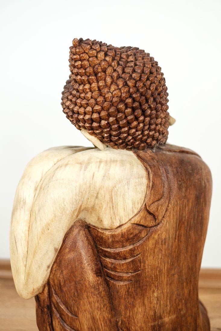 Livasia Bouddha en Bois de Bali, Statue bouddhique, Sculpture en Bois Massif, Durable et Fait Main (50 cm)