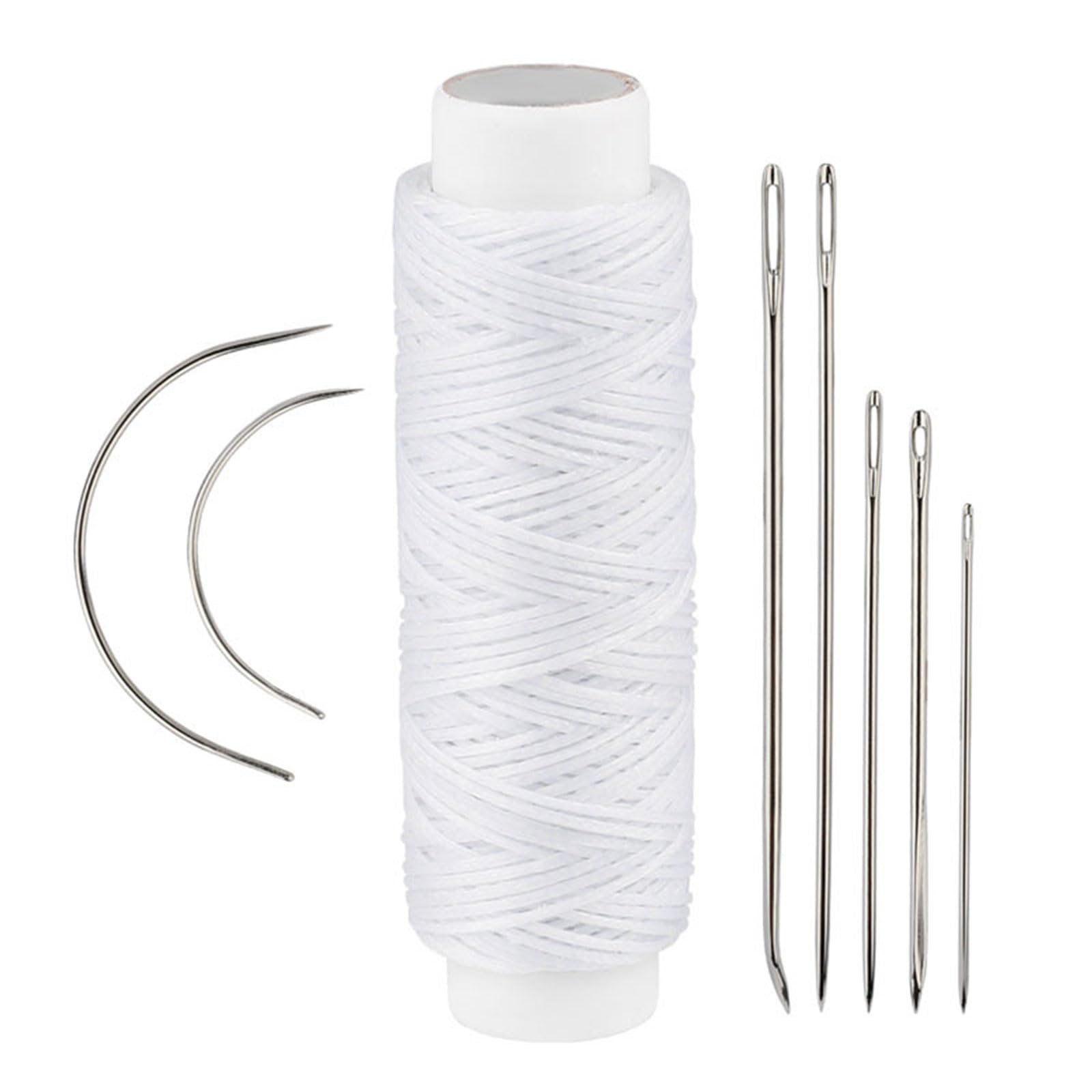 Yhplxyuus 10 Set Leather Sewing Needle Set with Waxed Thread Curved Needle Upholstery for Canvas Repair Craft Project