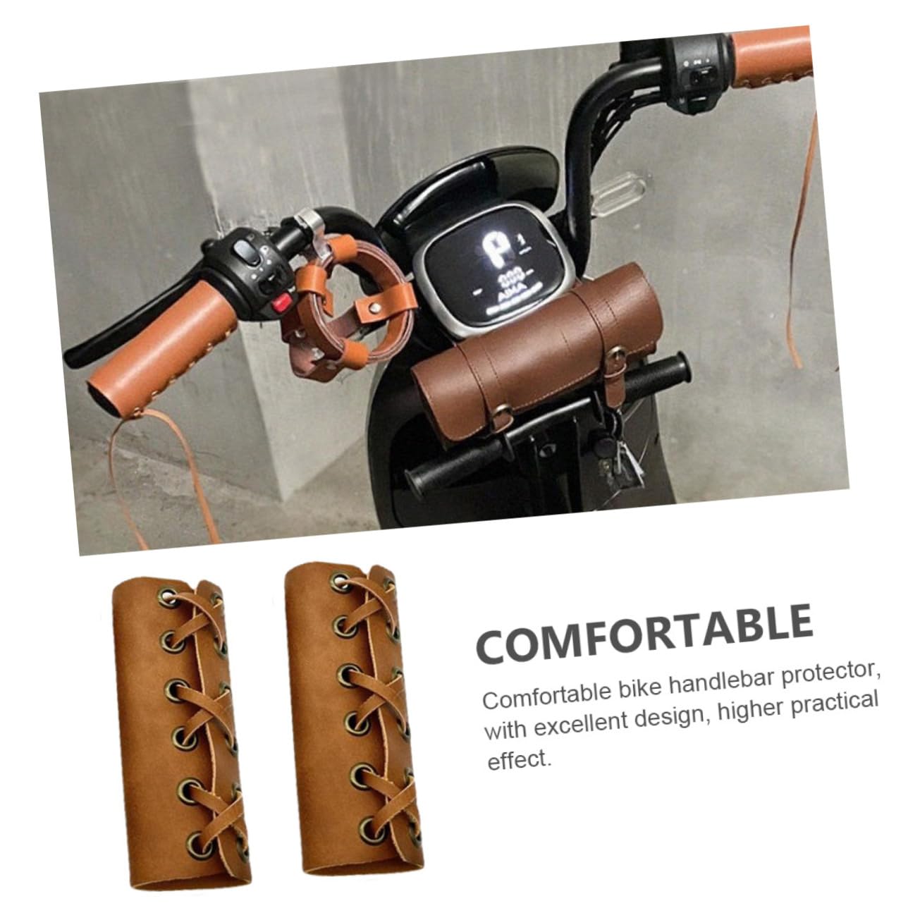 POPETPOP poignée de vélo Couverture de poignées de vélo poignées de Guidon de vélo poignées antidérapantes poignées de vélo pour Guidon poignées de vélo Antichoc Cuir Brun